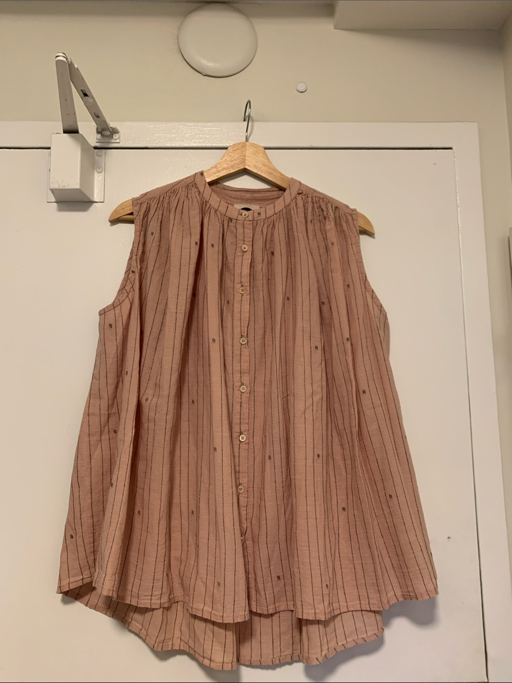 Sleeveless Button-Front Blouse in Dusty Rose